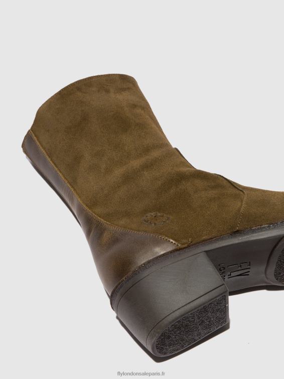 bottines zippées mane073 femmes 0N8R180 suède huilé/tapis boue/olive Fly London