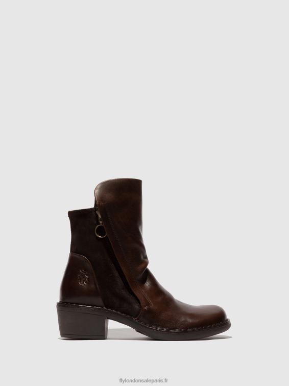 bottines zippées mely074 femmes 0N8R172 tapis/suède huilé marron foncé/expresso Fly London