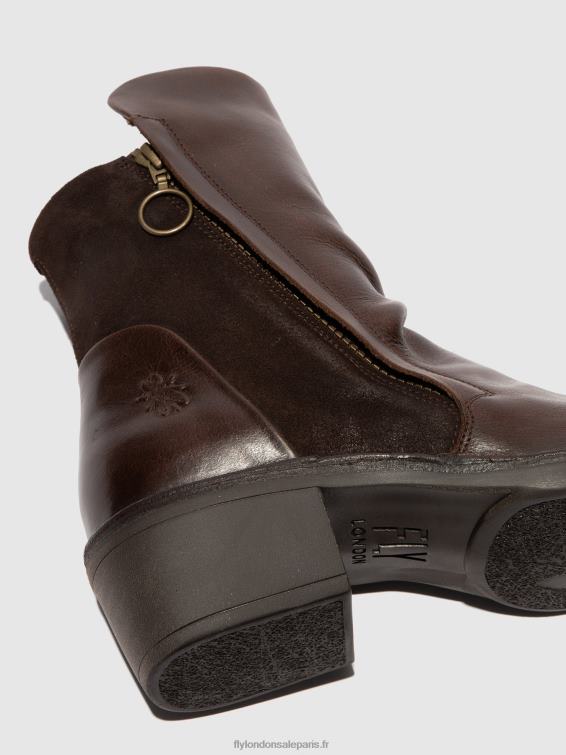 bottines zippées mely074 femmes 0N8R172 tapis/suède huilé marron foncé/expresso Fly London