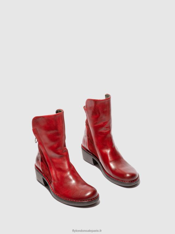 bottines zippées mely074 femmes 0N8R179 tapis/suède huilé rouge Fly London