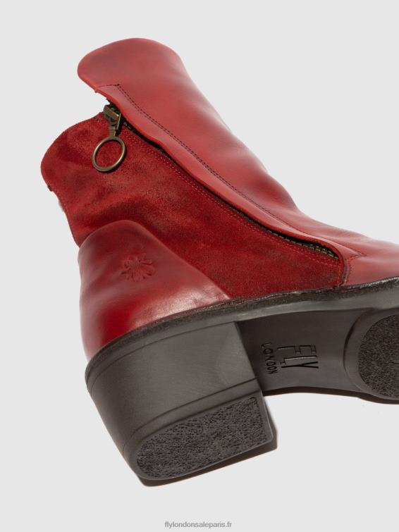 bottines zippées mely074 femmes 0N8R179 tapis/suède huilé rouge Fly London