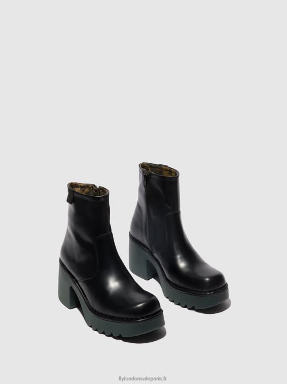 bottines zippées moge250 femmes 0N8R51 noir (semelle sarcelle) Fly London