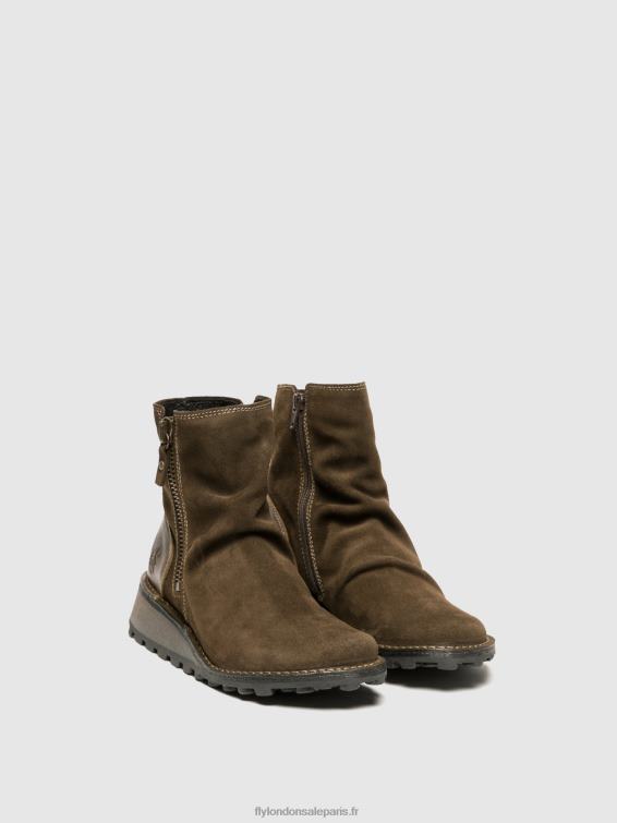 bottines zippées mon944 femmes 0N8R12 boue/olive Fly London
