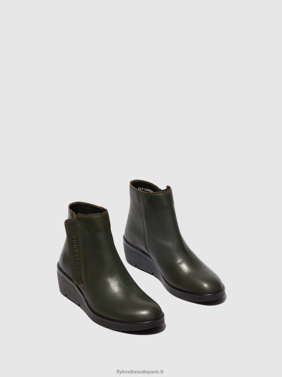 bottines zippées nula550 femmes 0N8R43 vert foncé Fly London