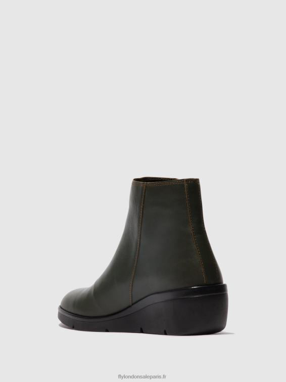 bottines zippées nula550 femmes 0N8R43 vert foncé Fly London