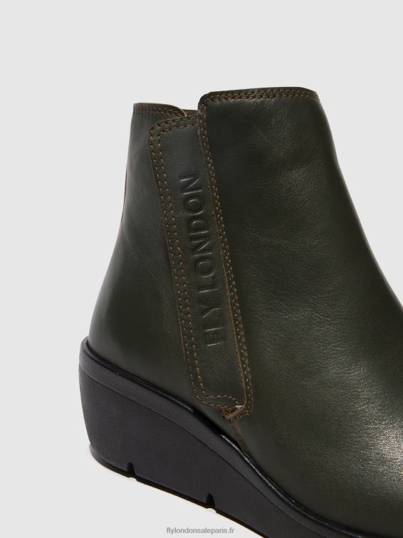 bottines zippées nula550 femmes 0N8R43 vert foncé Fly London