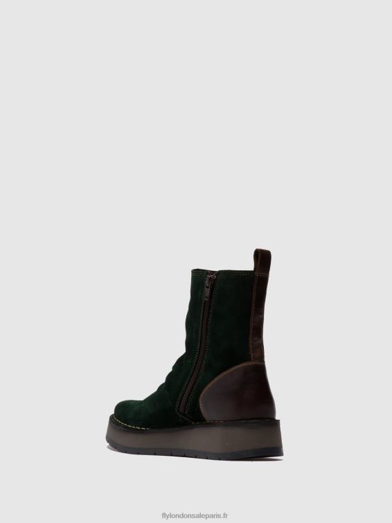 bottines zippées reno053 femmes 0N8R248 suède huilé/tapis vert forêt/marron foncé Fly London