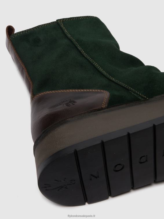 bottines zippées reno053 femmes 0N8R248 suède huilé/tapis vert forêt/marron foncé Fly London