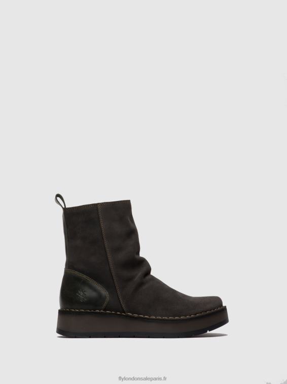 bottines zippées reno053 femmes 0N8R249 suède huilé/tapis diesel Fly London