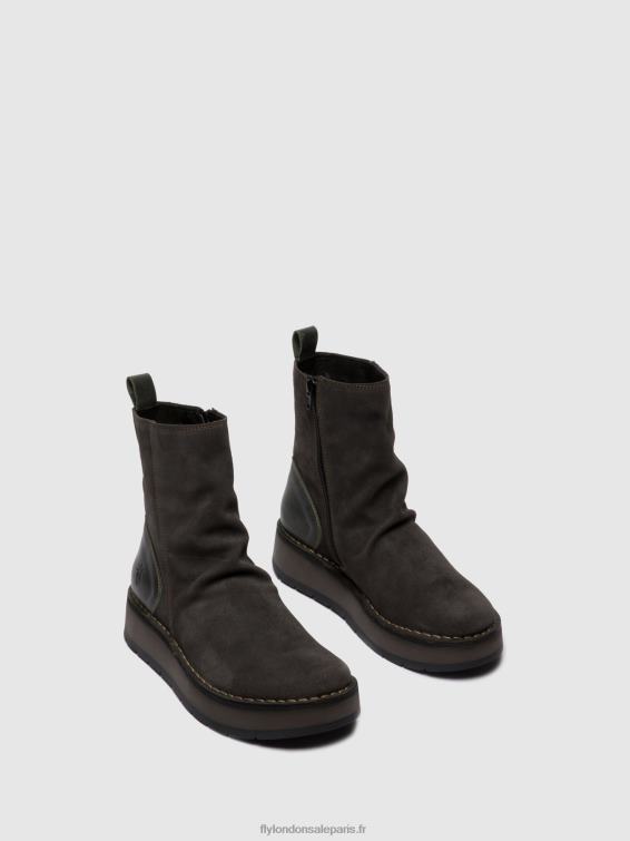bottines zippées reno053 femmes 0N8R249 suède huilé/tapis diesel Fly London