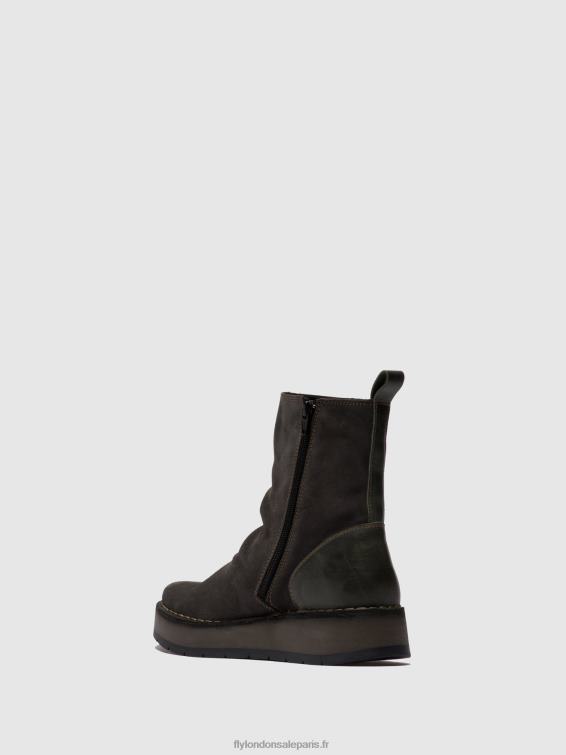 bottines zippées reno053 femmes 0N8R249 suède huilé/tapis diesel Fly London
