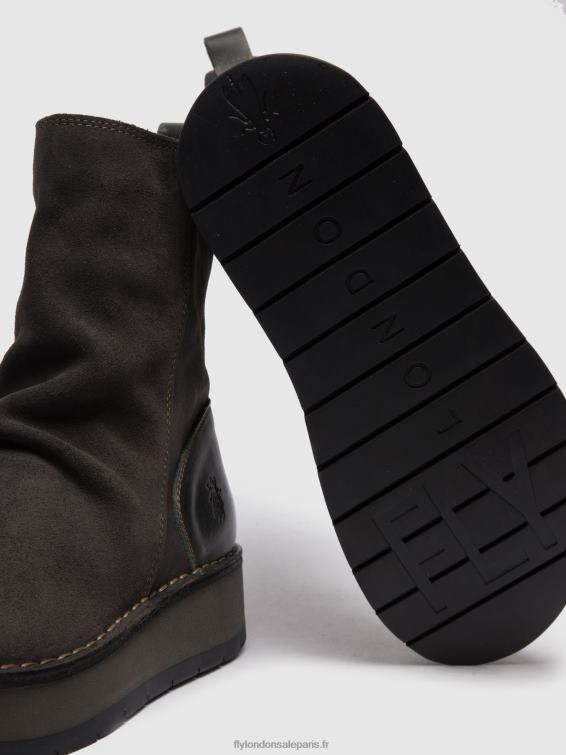 bottines zippées reno053 femmes 0N8R249 suède huilé/tapis diesel Fly London