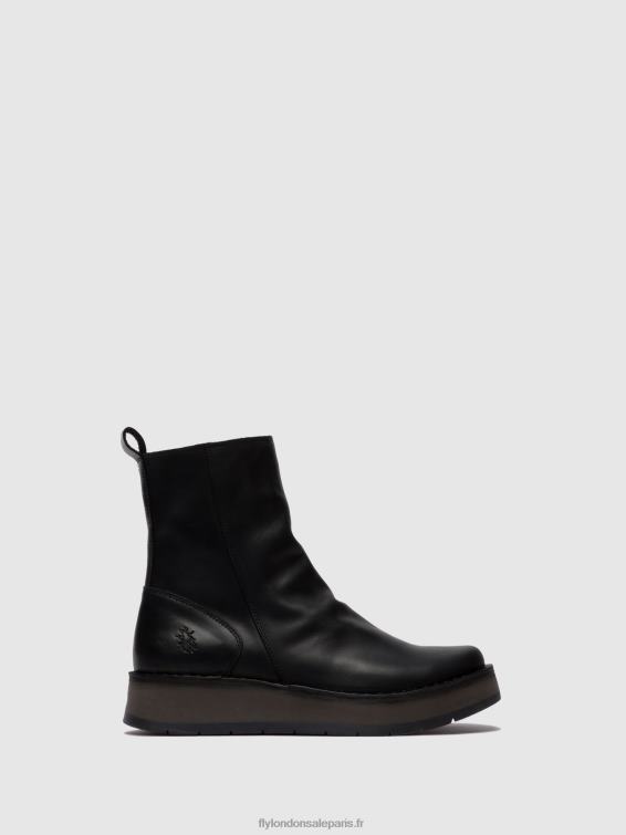 bottines zippées reno053 femmes 0N8R253 tapis noir Fly London