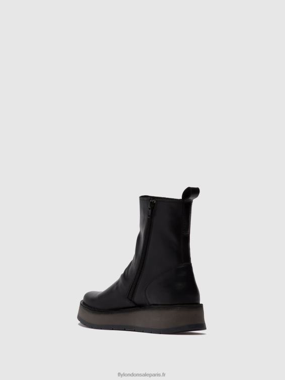 bottines zippées reno053 femmes 0N8R253 tapis noir Fly London
