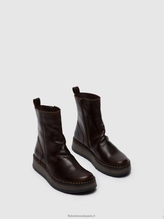 bottines zippées reno053 femmes 0N8R285 tapis dk. brun Fly London