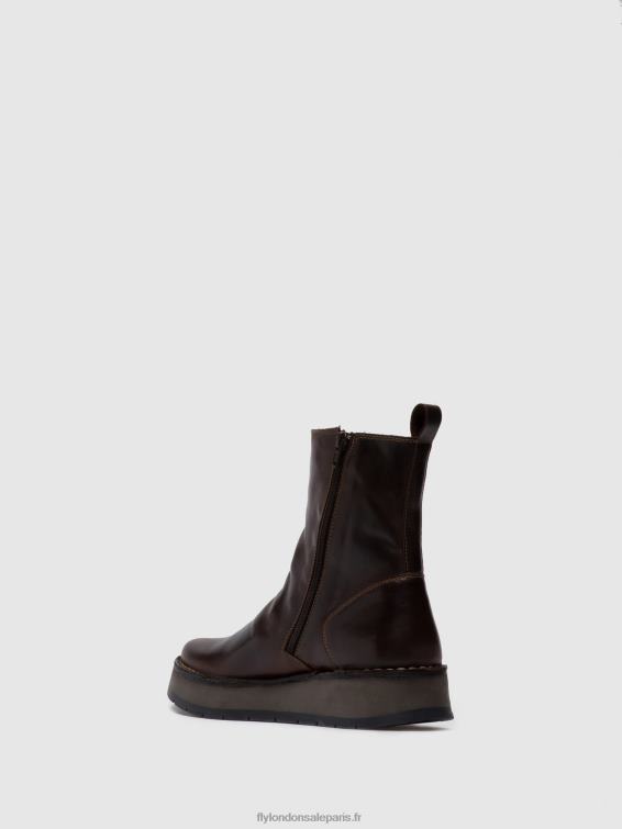 bottines zippées reno053 femmes 0N8R285 tapis dk. brun Fly London