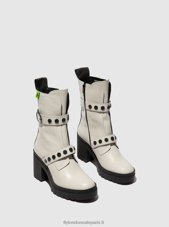 bottines zippées tama888 femmes 0N8R161 Nausica blanc cassé Fly London