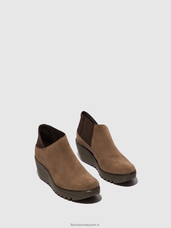 bottines zippées yego400 femmes 0N8R28 taupe/expresso Fly London