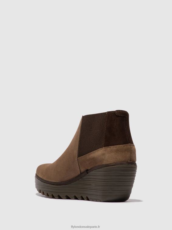 bottines zippées yego400 femmes 0N8R28 taupe/expresso Fly London
