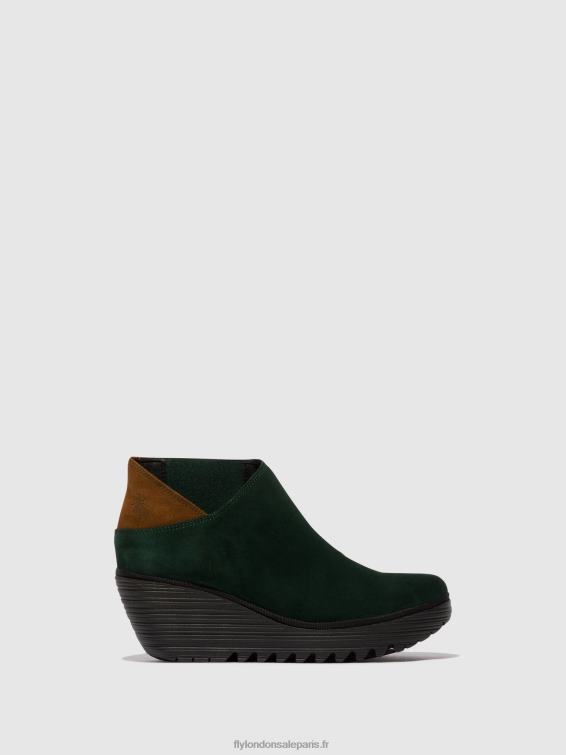 bottines zippées yego400 femmes 0N8R30 vert forêt/chameau Fly London