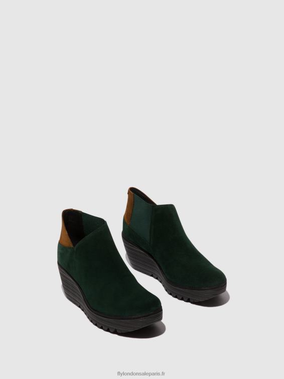 bottines zippées yego400 femmes 0N8R30 vert forêt/chameau Fly London