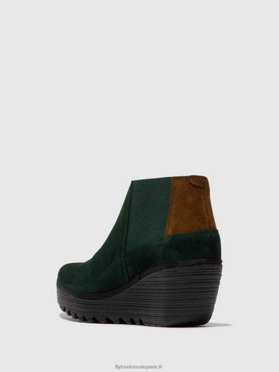 bottines zippées yego400 femmes 0N8R30 vert forêt/chameau Fly London