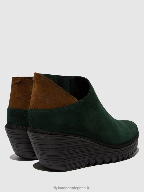 bottines zippées yego400 femmes 0N8R30 vert forêt/chameau Fly London