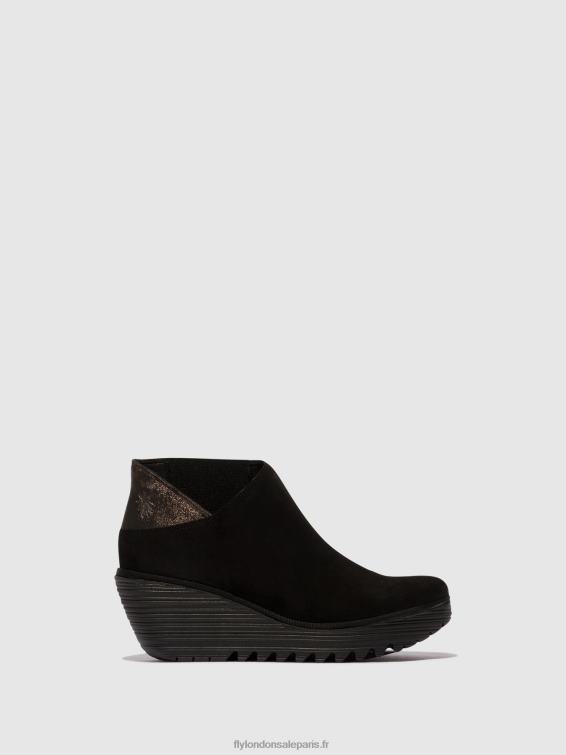 bottines zippées yego400 femmes 0N8R35 noir/graphite Fly London