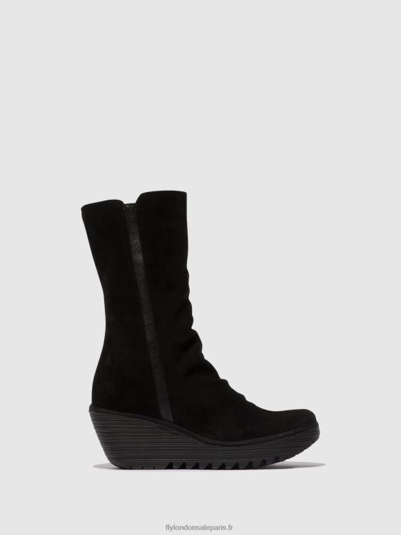 bottines zippées yemy408 huile femmes 0N8R3 daim/mousse noir Fly London