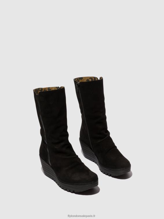 bottines zippées yemy408 huile femmes 0N8R3 daim/mousse noir Fly London
