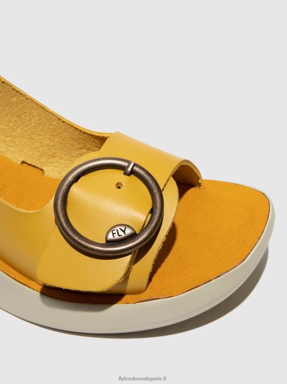 sandales à bride arrière berk754 femmes 0N8R465 moutarde Fly London