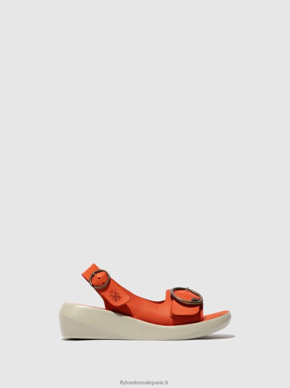 sandales à bride arrière berk754 femmes 0N8R585 corail Fly London