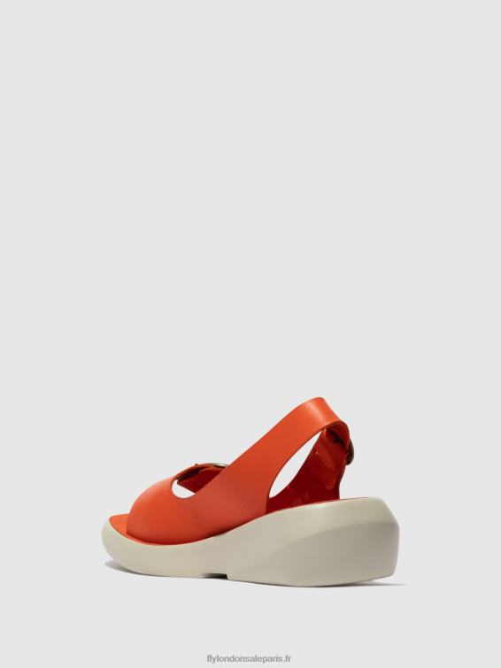 sandales à bride arrière berk754 femmes 0N8R585 corail Fly London