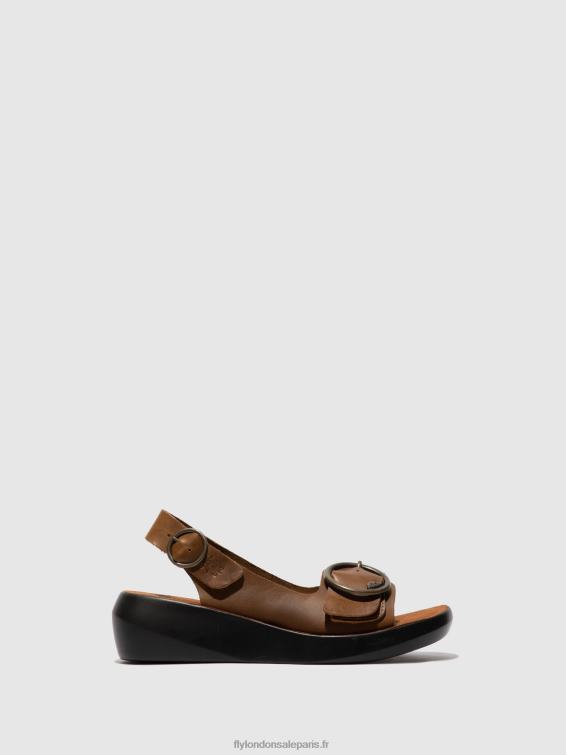 sandales à bride arrière berk754 femmes 0N8R602 chameau de bride Fly London