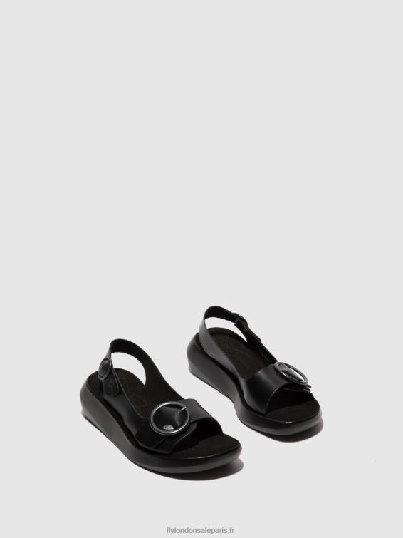 sandales à bride arrière berk754 femmes 0N8R603 bride noire Fly London