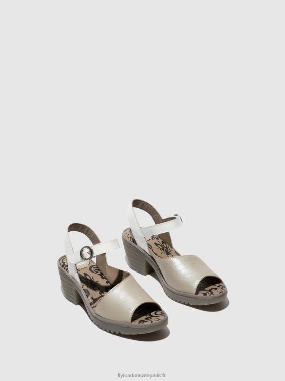 sandales à bride arrière wely439 femmes 0N8R444 argent/ blanc cassé Fly London
