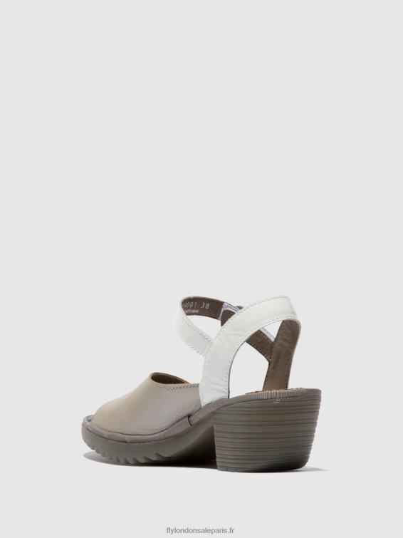 sandales à bride arrière wely439 femmes 0N8R444 argent/ blanc cassé Fly London