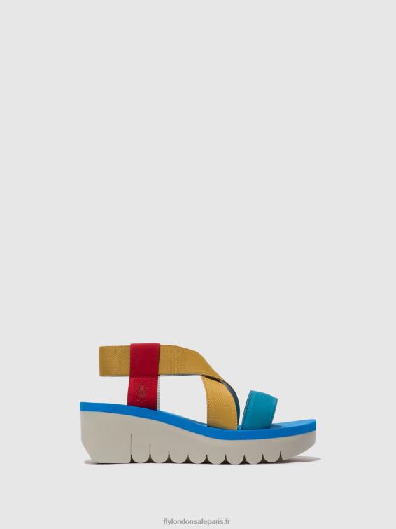 sandales à bride arrière yabi922 femmes 0N8R448 rouge à lèvres rouge/jaune/azur Fly London