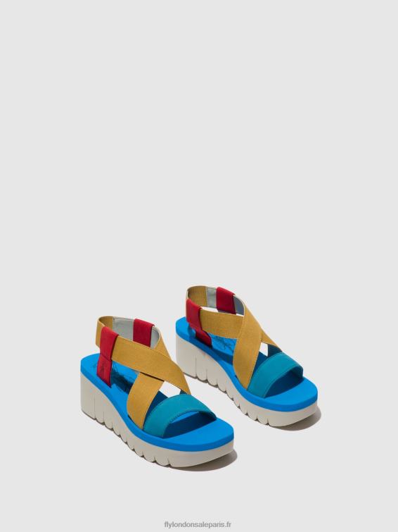 sandales à bride arrière yabi922 femmes 0N8R448 rouge à lèvres rouge/jaune/azur Fly London