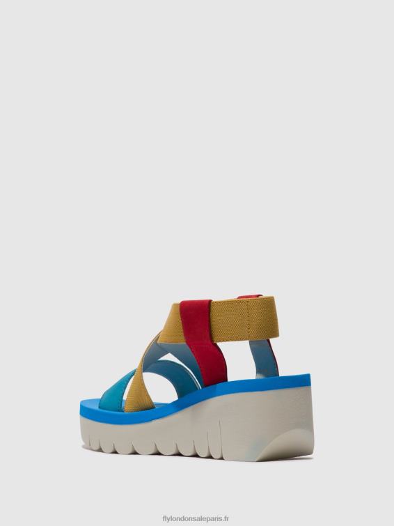 sandales à bride arrière yabi922 femmes 0N8R448 rouge à lèvres rouge/jaune/azur Fly London