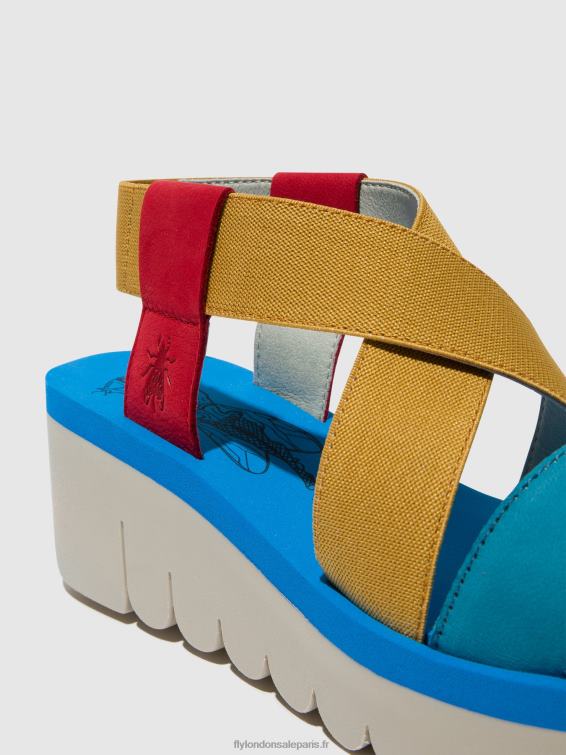 sandales à bride arrière yabi922 femmes 0N8R448 rouge à lèvres rouge/jaune/azur Fly London
