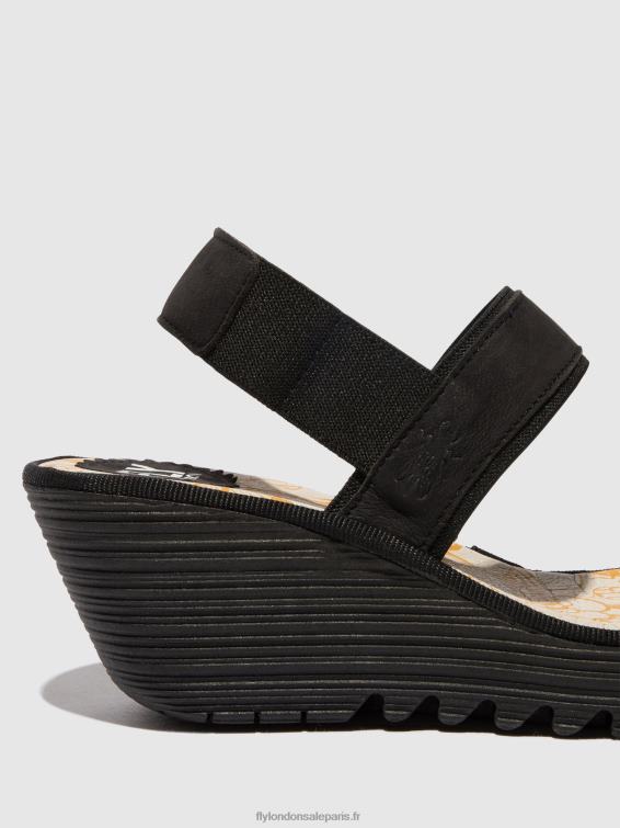 sandales à bride arrière yaco416 femmes 0N8R437 noir Fly London