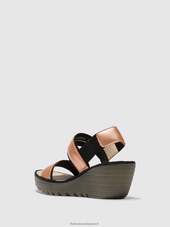 sandales à bride arrière yaco416 femmes 0N8R439 rougir d\'or Fly London