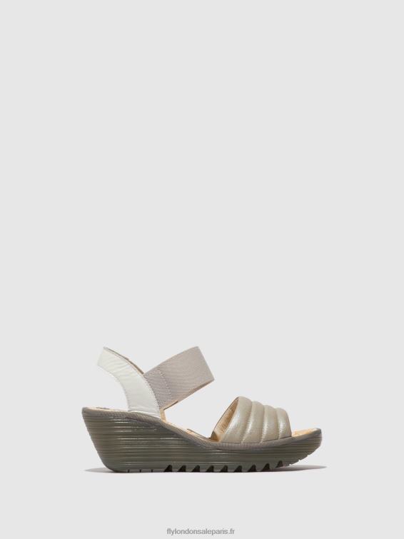 sandales à bride arrière yiko414 femmes 0N8R435 argent/blanc cassé Fly London