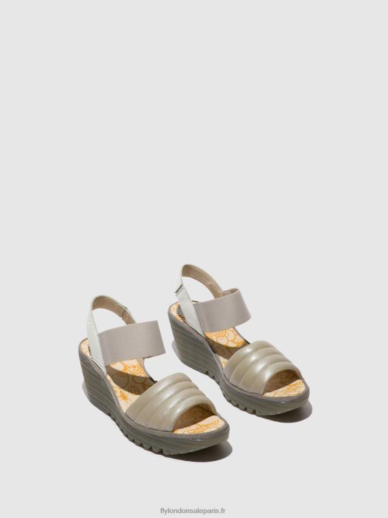 sandales à bride arrière yiko414 femmes 0N8R435 argent/blanc cassé Fly London