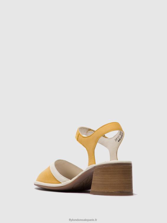 sandales à bride cheville lear374 femmes 0N8R568 bourdon/blanc cassé Fly London
