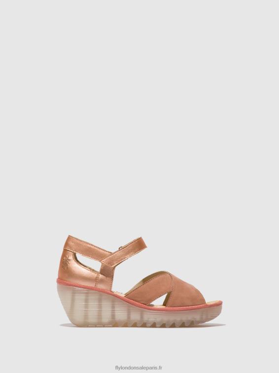 sandales à bride cheville yent365 femmes 0N8R504 rose/or blush Fly London