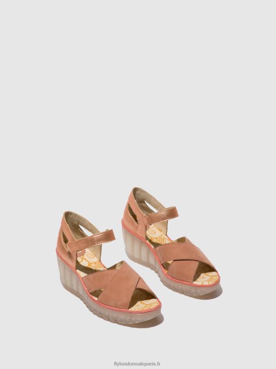 sandales à bride cheville yent365 femmes 0N8R504 rose/or blush Fly London