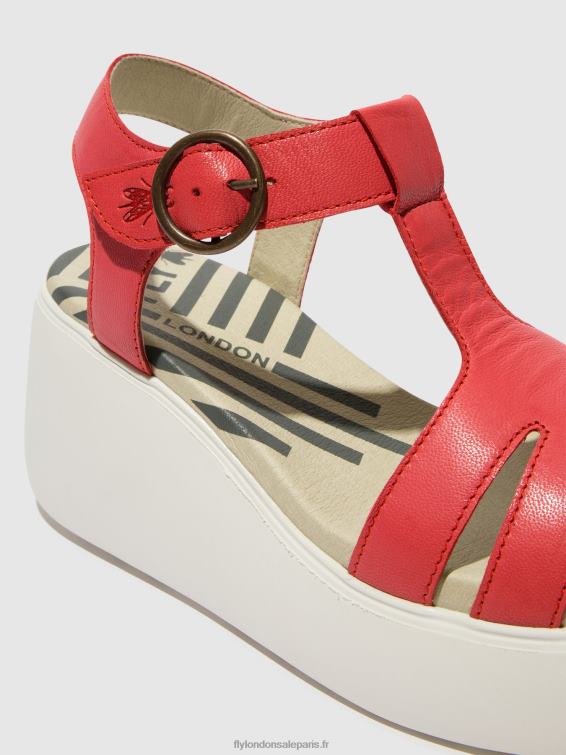 sandales à bride en T duma955 femmes 0N8R415 framboise Fly London