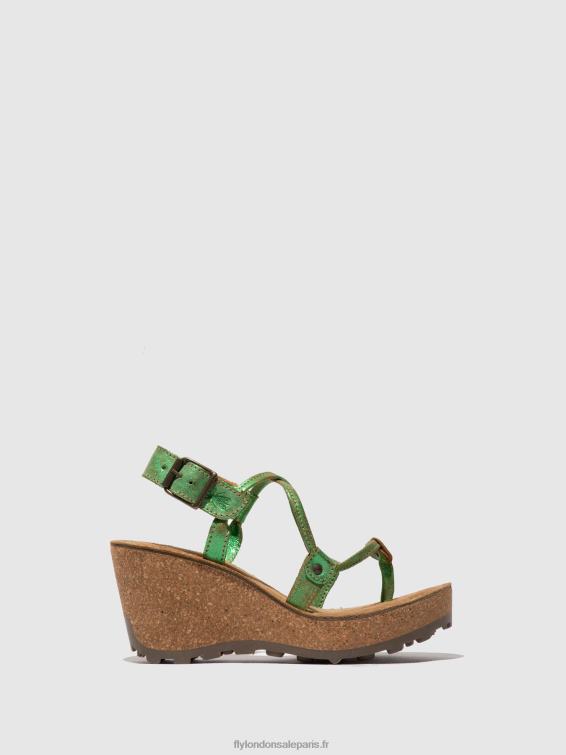 sandales à bride en T femmes 0N8R517 vert Fly London